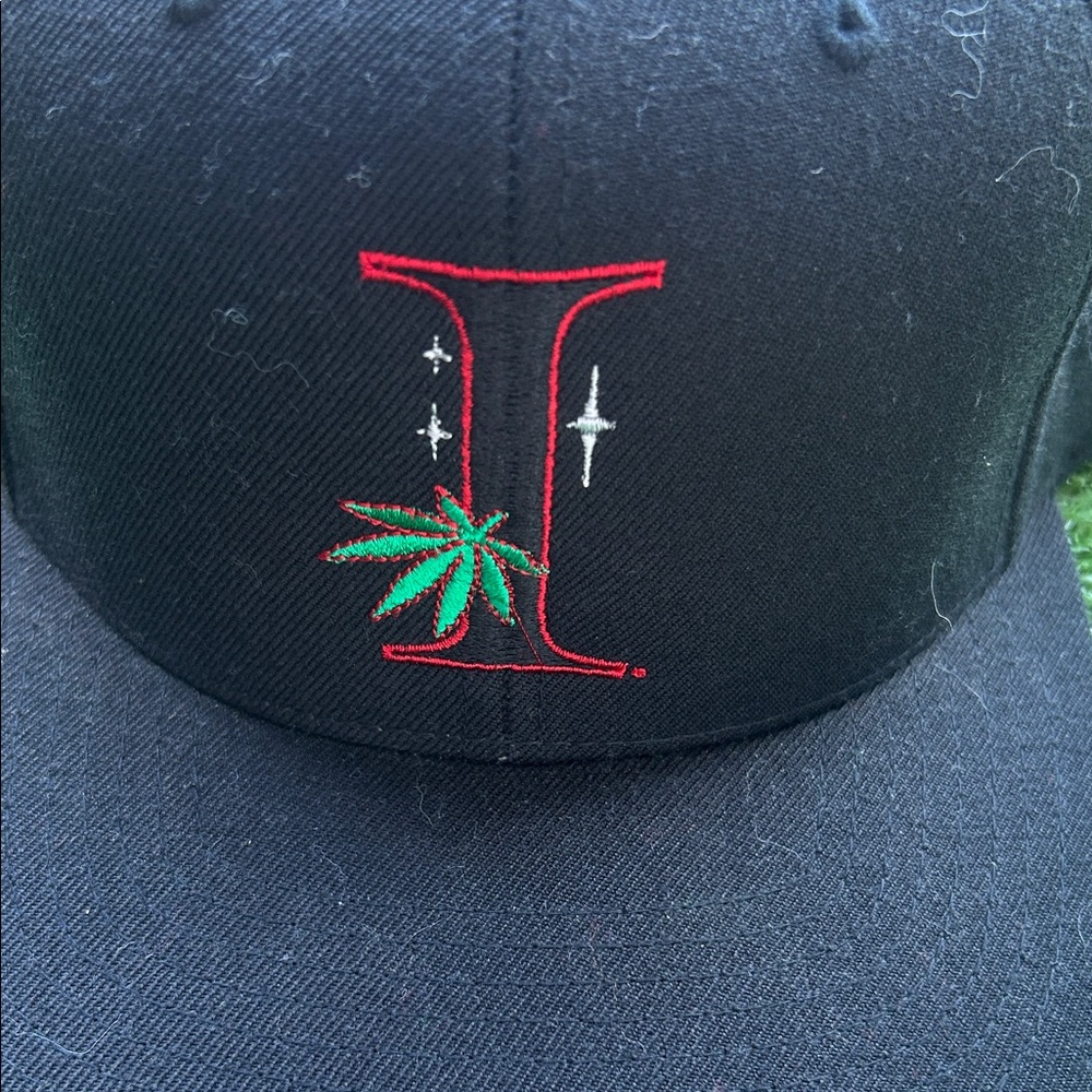Black Cap with Red and Green Embroidery